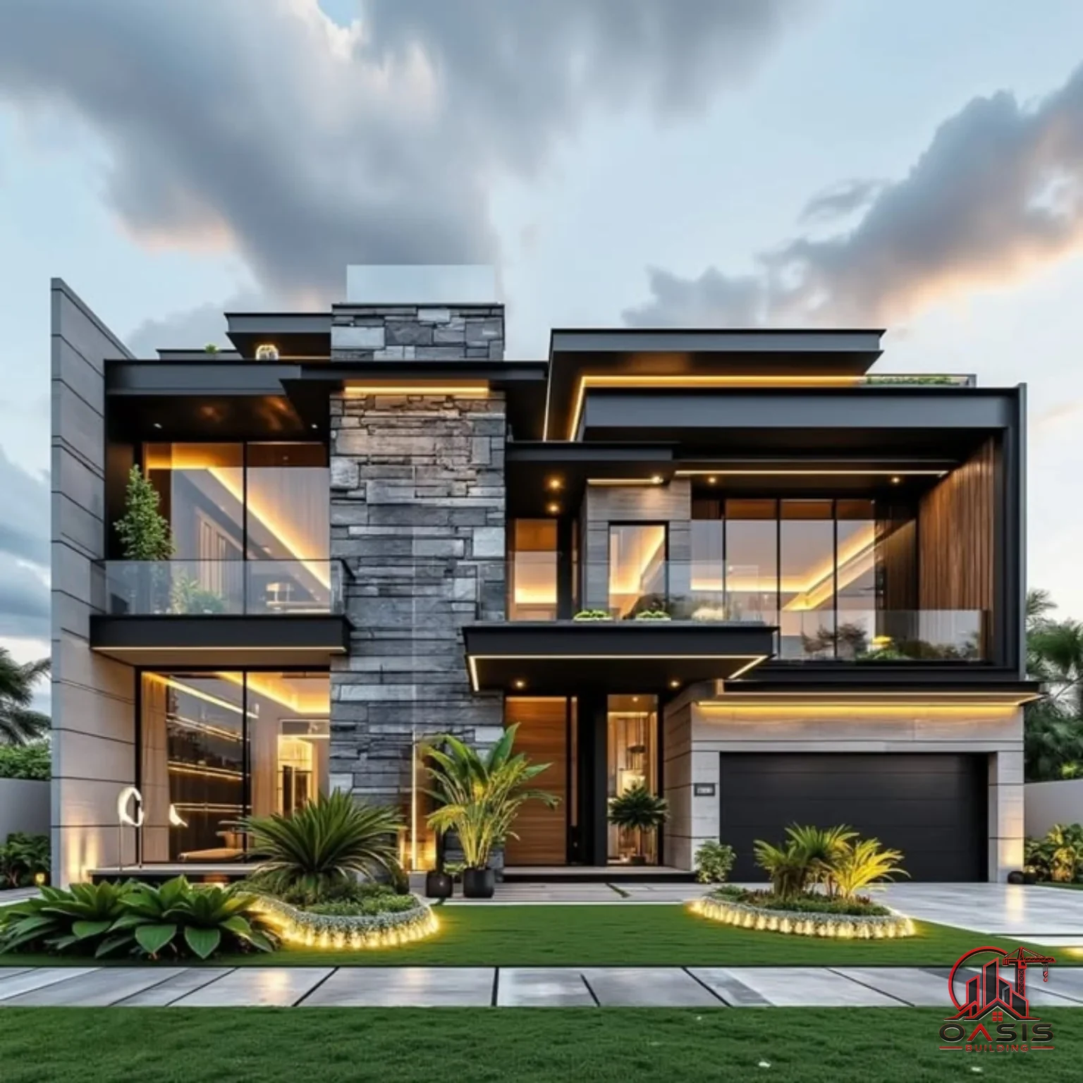 Villa contemporaine à éclairage architectural, exemple d'inspiration