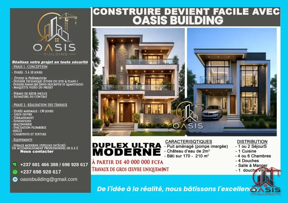 Première planche du catalogue officiel Duplex Ultra Moderne OASIS BUILDING